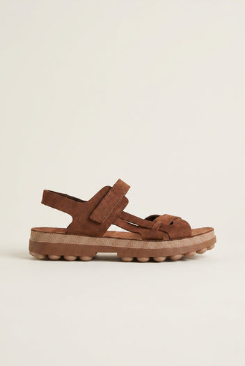 FANTASY SANDALS - Sandals Velcro Anatomic Footbed - Brown Suede