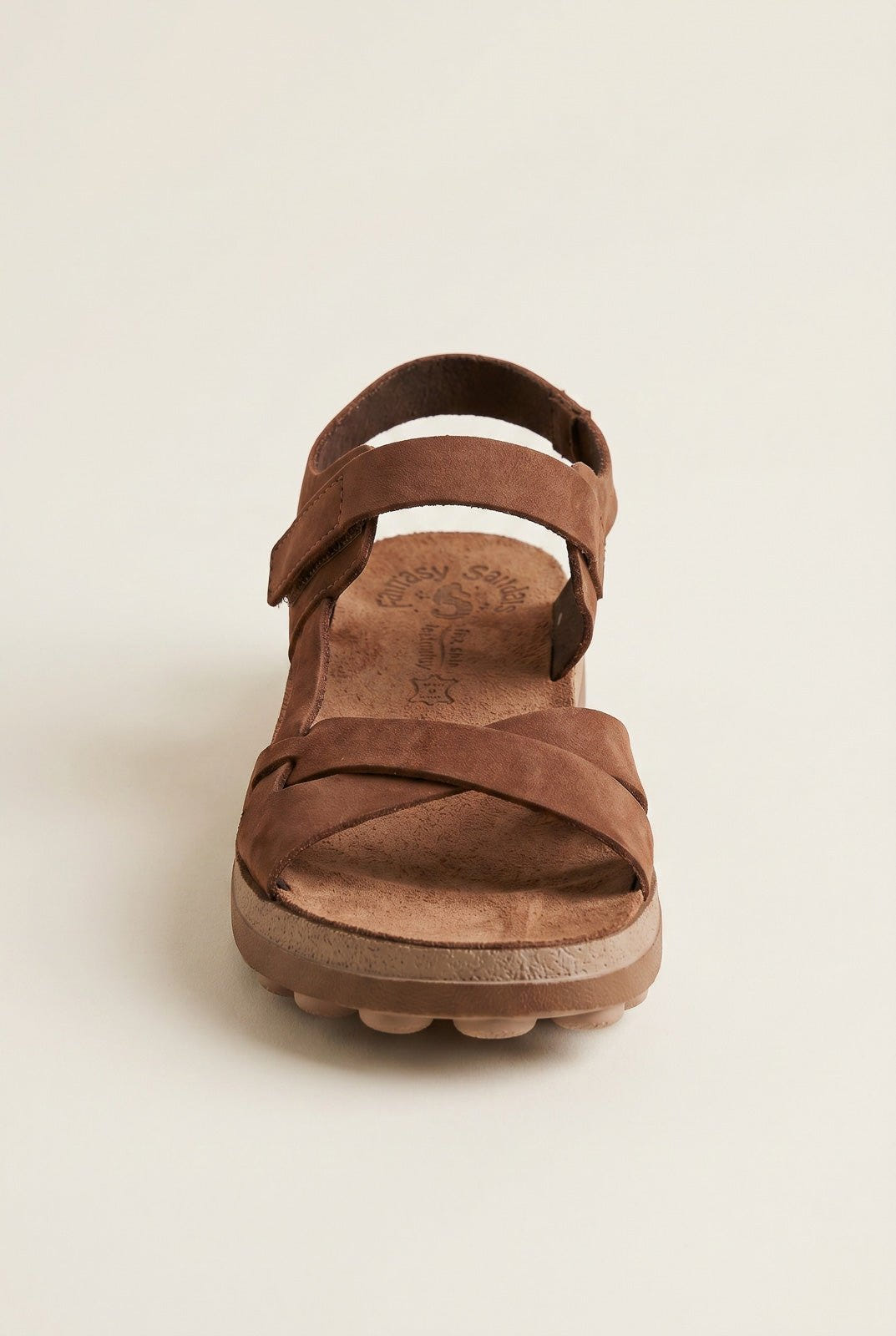 FANTASY SANDALS - Sandals Velcro Anatomic Footbed - Brown Suede