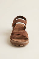 FANTASY SANDALS - Sandals Velcro Anatomic Footbed - Brown Suede