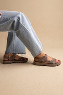 FANTASY SANDALS - Sandals Velcro Anatomic Footbed - Taupe Suede