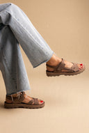 FANTASY SANDALS - Sandals Velcro Anatomic Footbed - Taupe Suede