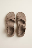 FANTASY SANDALS - Sandals Velcro Anatomic Footbed - Taupe Suede