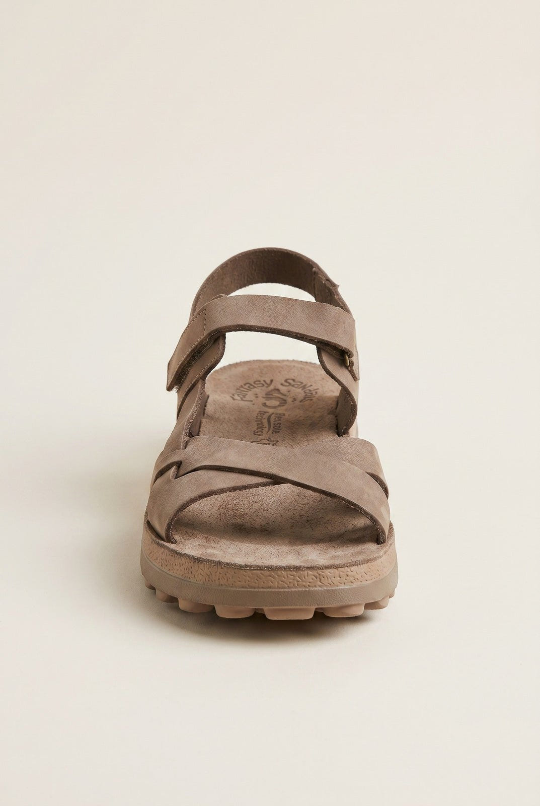 FANTASY SANDALS - Sandals Velcro Anatomic Footbed - Taupe Suede