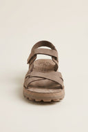 FANTASY SANDALS - Sandals Velcro Anatomic Footbed - Taupe Suede