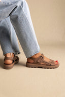 FANTASY SANDALS - Sandals Velcro Anatomic Footbed - Taupe Suede