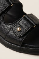 Mariella Fabiani - Sandals Velcro Studded Detail - Black Matte