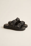 Mariella Fabiani - Sandals Velcro Studded Detail - Black Matte