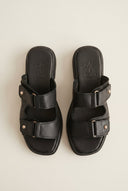 Mariella Fabiani - Sandals Velcro Studded Detail - Black Matte