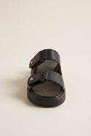 Mariella Fabiani - Sandals Velcro Studded Detail - Black Matte