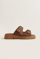 Mariella Fabiani - Sandals Velcro Studded Detail - Brown Matte