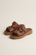 Mariella Fabiani - Sandals Velcro Studded Detail - Brown Matte