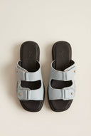 Mariella Fabiani - Sandals Velcro Studded Detail - Light Grey Matte