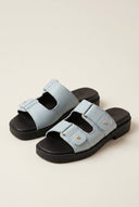 Mariella Fabiani - Sandals Velcro Studded Detail - Light Grey Matte