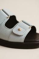 Mariella Fabiani - Sandals Velcro Studded Detail - Light Grey Matte