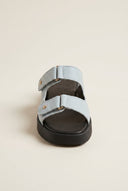 Mariella Fabiani - Sandals Velcro Studded Detail - Light Grey Matte