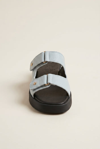Mariella Fabiani - Sandals Velcro Studded Detail - Light Grey Matte