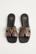 TFP - Sandals Wide Cut Out Strap - Beige Snake Print