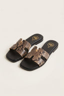 TFP - Sandals Wide Cut Out Strap - Beige Snake Print