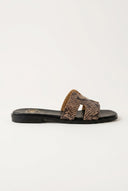 TFP - Sandals Wide Cut Out Strap - Beige Snake Print