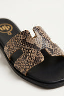 TFP - Sandals Wide Cut Out Strap - Beige Snake Print