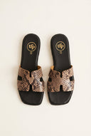 TFP - Sandals Wide Cut Out Strap - Beige Snake Print