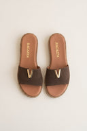 RAGAZZA - Sandals Wide Cut Out Strap - Brown Suede