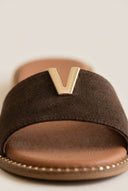 RAGAZZA - Sandals Wide Cut Out Strap - Brown Suede