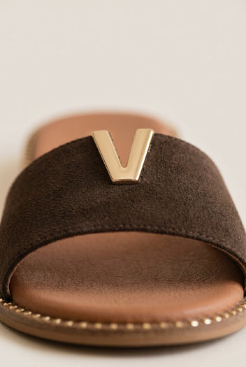 RAGAZZA - Sandals Wide Cut Out Strap - Brown Suede