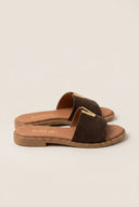 RAGAZZA - Sandals Wide Cut Out Strap - Brown Suede