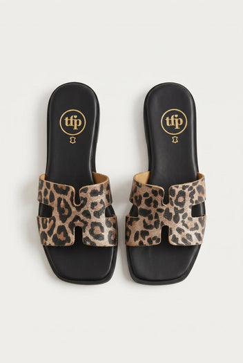 TFP - Sandals Wide Cut Out Strap - Leopard