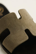TFP - Sandals Wide Cut Out Strap - Olive Green Nubuck