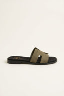 TFP - Sandals Wide Cut Out Strap - Olive Green Nubuck