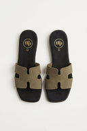 TFP - Sandals Wide Cut Out Strap - Olive Green Nubuck