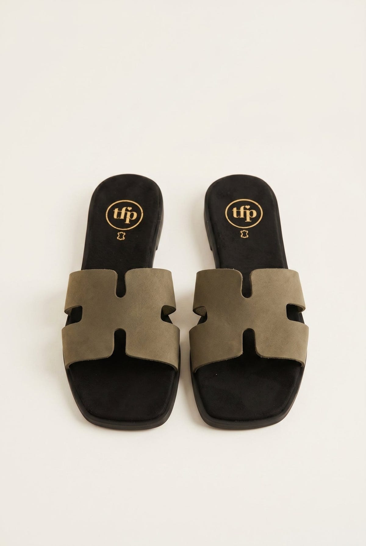 TFP - Sandals Wide Cut Out Strap - Olive Green Nubuck