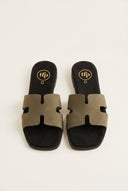 TFP - Sandals Wide Cut Out Strap - Olive Green Nubuck