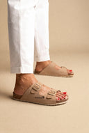 Inter - Bios - Sandals Wide Strap Buckle - Beige Suede