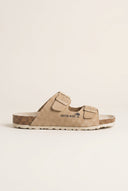 Inter - Bios - Sandals Wide Strap Buckle - Beige Suede