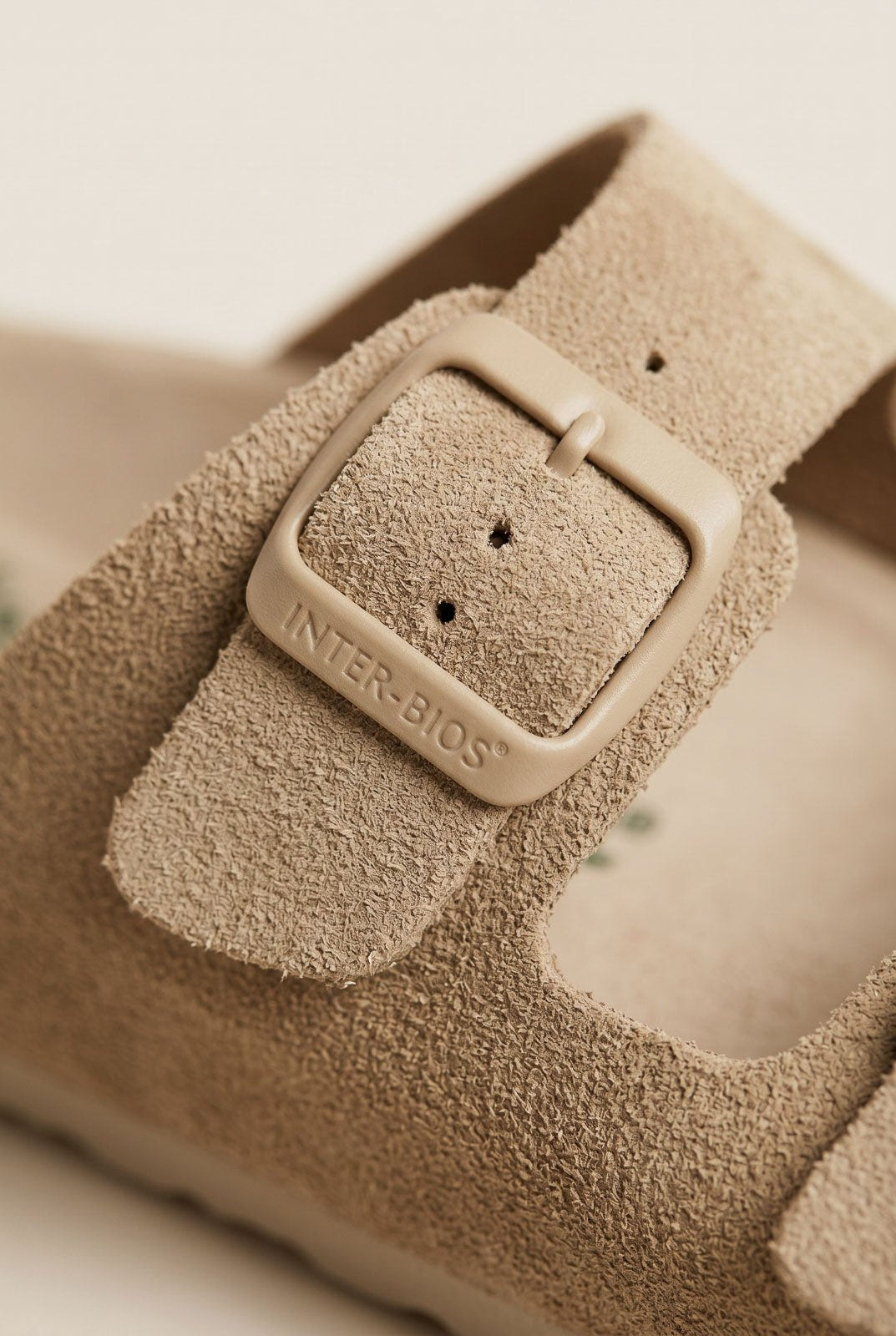 Inter - Bios - Sandals Wide Strap Buckle - Beige Suede