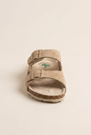 Inter - Bios - Sandals Wide Strap Buckle - Beige Suede