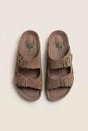Inter - Bios - Sandals Wide Strap Buckle - Brown Suede