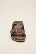 Inter - Bios - Sandals Wide Strap Buckle - Brown Suede