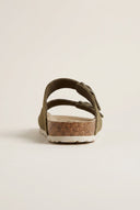 Inter - Bios - Sandals Wide Strap Buckle - Khaki Green Suede