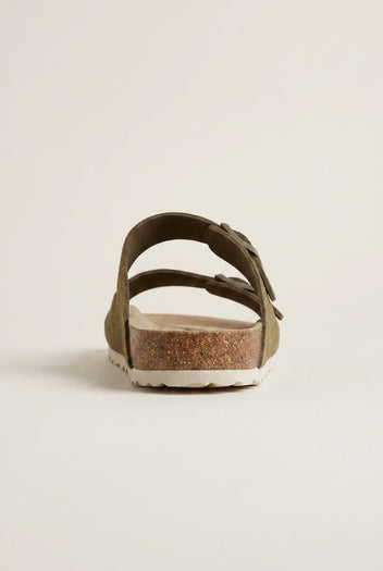 Inter - Bios - Sandals Wide Strap Buckle - Khaki Green Suede