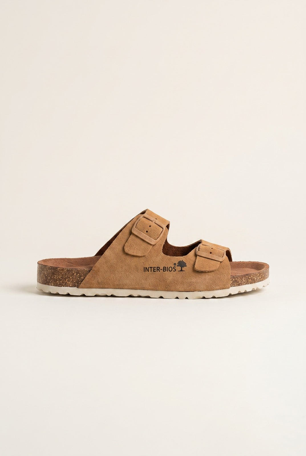 Inter - Bios - Sandals Wide Strap Buckle - Tan Suede