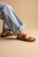 Inter - Bios - Sandals Wide Strap Buckle - Tan Suede