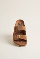 Inter - Bios - Sandals Wide Strap Buckle - Tan Suede