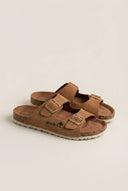 Inter - Bios - Sandals Wide Strap Buckle - Tan Suede