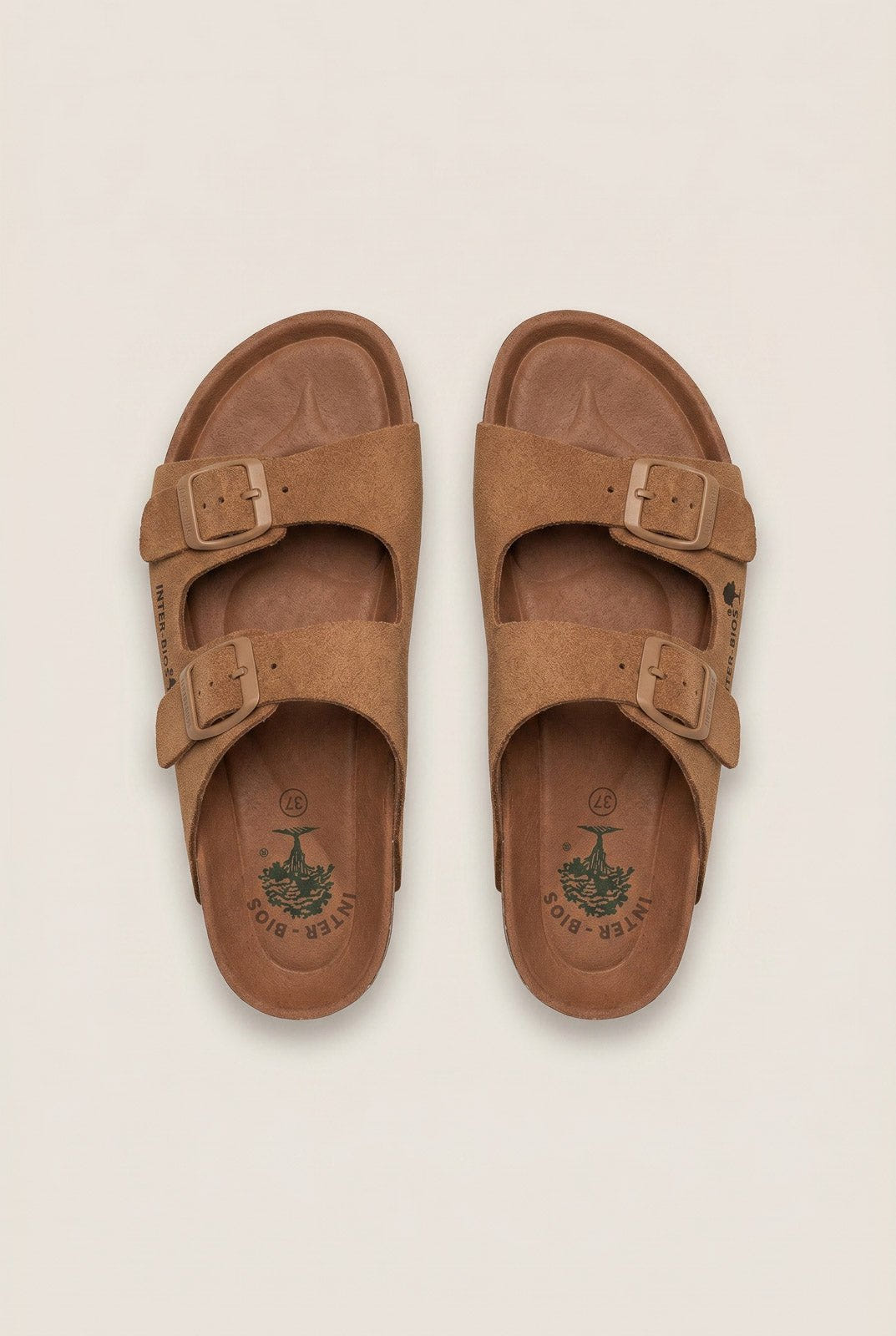 Inter - Bios - Sandals Wide Strap Buckle - Tan Suede