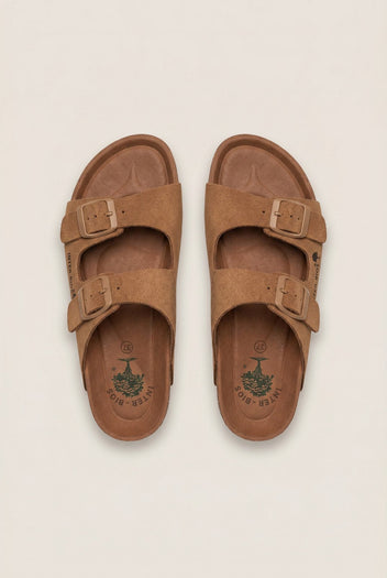 Inter - Bios - Sandals Wide Strap Buckle - Tan Suede