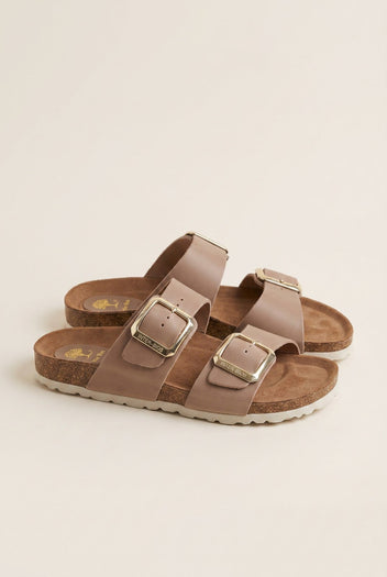 Inter - Bios - Sandals Wide Strap Statement Buckle - Beige